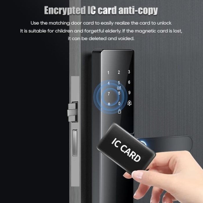 Yala Inteligenta Smart cu Amprenta, Cod PIN, Card IC si Aplicatie - Incuietoare Electronica WiFi/Bluetooth, Control Acces, Negru [5]