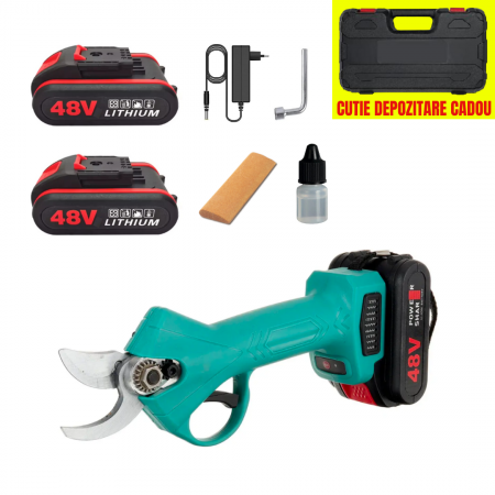 Foarfeca Electrica cu 2 Acumulatori 24V, pentru vie, pomi si crengi, 2 Trepte de Taiere [7]