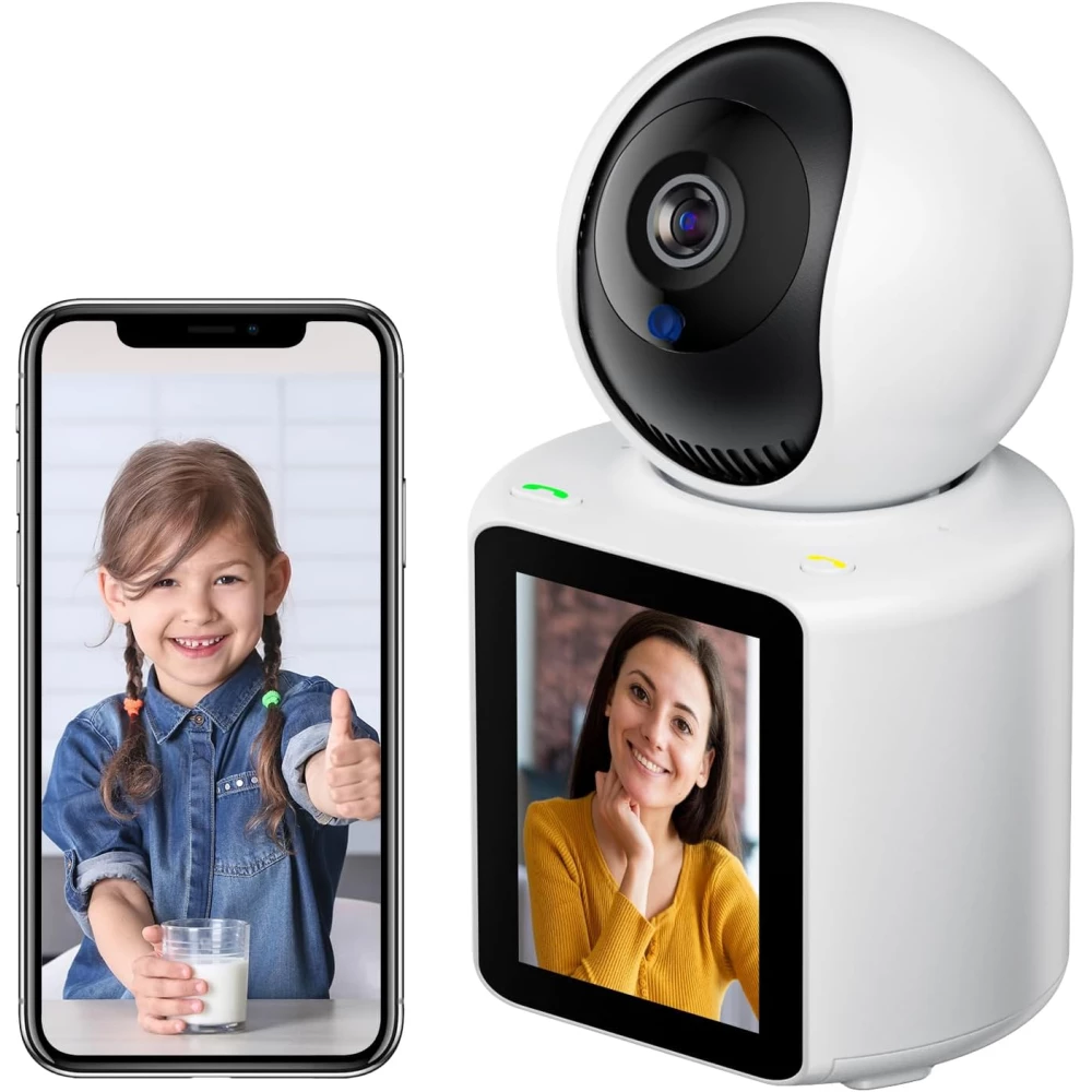 Camera Video cu Ecran, comunicare bidirectionala, ecran de 2.8 inch, initiere apeluri telefonice video, camera de securitate inteligenta 360°, video HD 1080p, vizualizare nocturna, detectare miscare