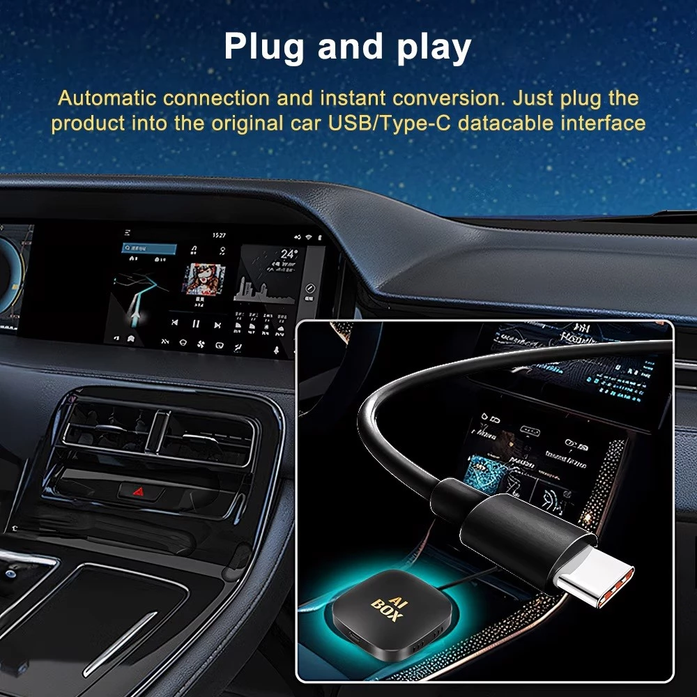 Adaptor Auto Wireless Carplay, Android Auto, Multiple Aplicatii, Mirror Link, Android 13, 63x63x16mm [4]