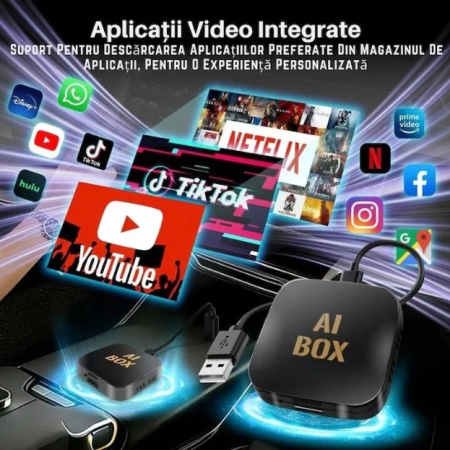 Adaptor Auto Wireless Carplay, Android Auto, Multiple Aplicatii, Mirror Link, Android 13, 63x63x16mm [1]