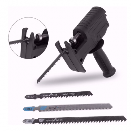 SCULE SI UNELTE - Adaptor tip fierastrau sabie soricel, pentru bormasina, 3 lame incluse