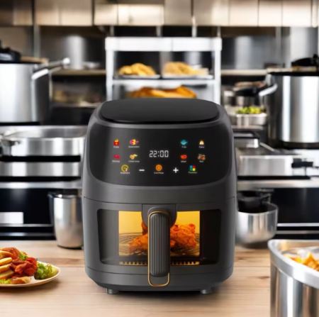 AirFryer Friteuza cu Aer Cald 8L, 2400W, Afisaj Digital, LCD Touch Control, Functii Multiple, Geam transparent [6]