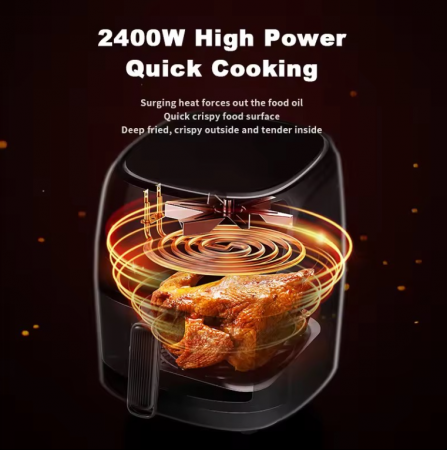 AirFryer Friteuza cu Aer Cald 8L, 2400W, Afisaj Digital, LCD Touch Control, Functii Multiple, Geam transparent [8]