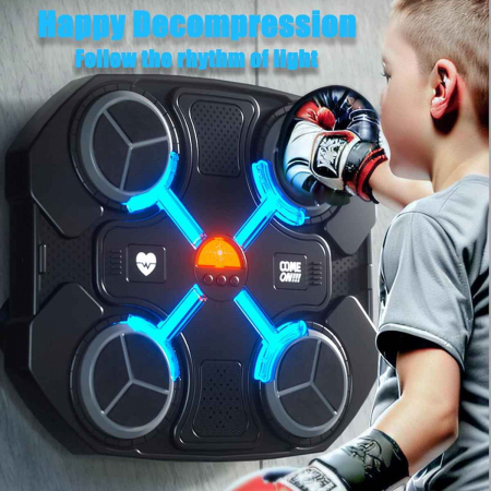 Aparat de box cu muzica Bluetooth, montare pe perete, lumini interactive, pentru antrenament si distractie in familie [6]