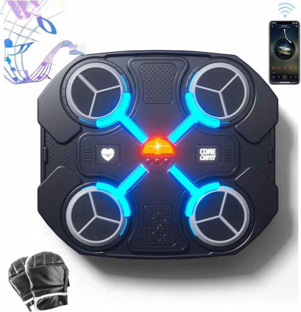 Aparat de box cu muzica Bluetooth, montare pe perete, lumini interactive, pentru antrenament si distractie in familie