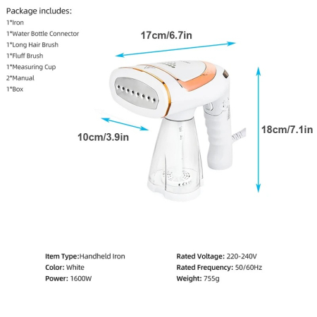 Aparat de calcat vertical cu abur portabil, Putere 1155W, rezervor 240 ml, accesorii incluse, pentru haine si textile [6]