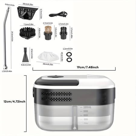 Aparat de Curatare cu Aburi Portabil, 2500W, Rezervor 1000ml, Putere de Abur Mare, pentru Bucatarie, Baie, Mobila, Canapele, Masina [6]