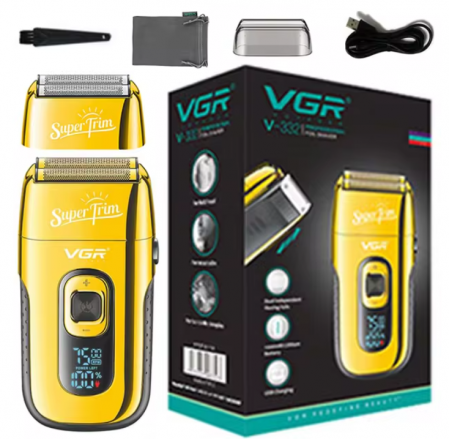 TOATE PRODUSELE - Aparat de ras Shaver Profesional VGR Super Trim V-332, Auriu, Autonomie 150 min.