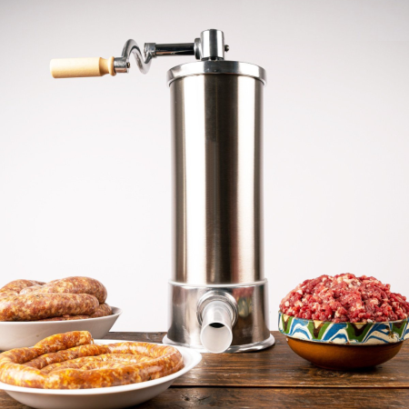 Aparat de umplut carnati 6 kg Capacitate, Vertical, Inox, 6 Palnii Incluse, sistem anti bule [5]