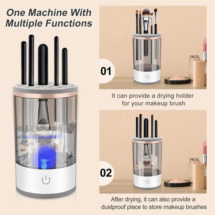 Aparat Electric de Curatare Pensule Machiaj, Profesional, Perie Automata 3 in 1: Curatare, Uscare si Depozitare [1]