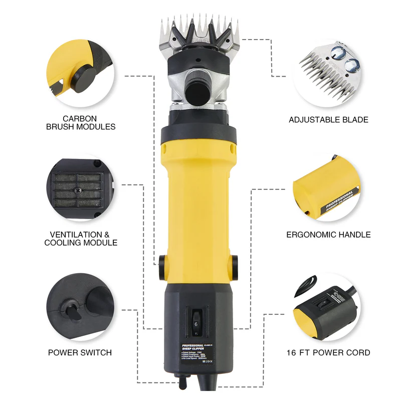 Aparat electric profesional pentru tuns oile, 2000 W, 6 trepte de viteza, 2400 r/min [3]