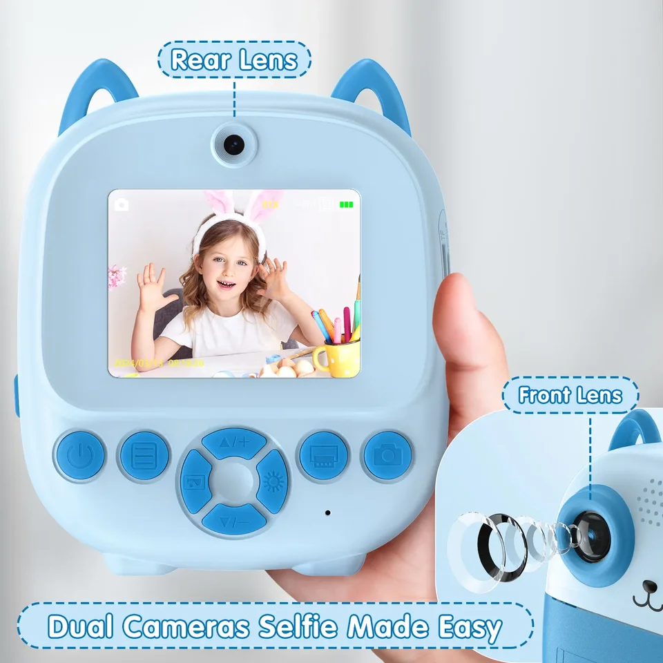 Aparat foto digital cu imprimare termica pentru copii, 2 Camere - Spate si Frontala, Imprimare instantanee [8]