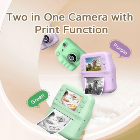 Aparat Foto Digital cu Imprimare Termica pentru copii, display color, 2 Camere, Full HD 1080p, Model Nou [14]