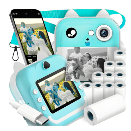 Aparat Foto Digital cu Imprimare Termica pentru copii, display color de 2,4 inch, 1080P Full HD [19]