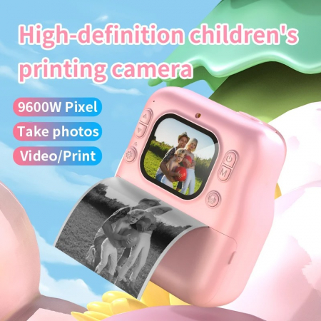 Aparat Foto Digital cu Imprimare Termica pentru copii, display color, 2 Camere, Full HD 1080p, Model Nou [1]