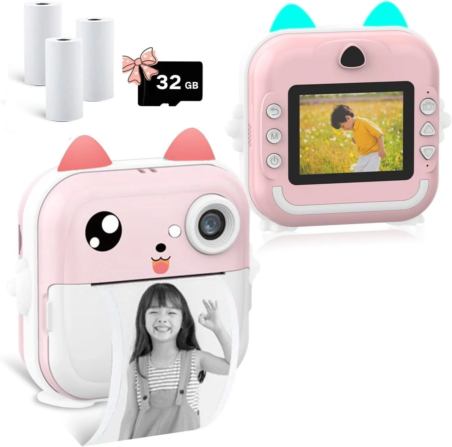 Aparat Foto Digital cu Imprimare Termica pentru copii, display color de 2,4 inch, 1080P Full HD [8]