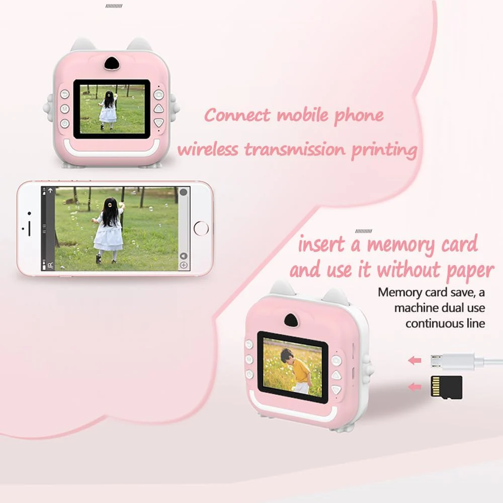 Aparat Foto Digital cu Imprimare Termica pentru copii, display color de 2,4 inch, 1080P Full HD [7]