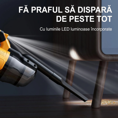 Aspirator de mana cu 2 Acumulatori 48V, Reincarcabil, Fara Fir, Putere Mare de Aspirare, Ideal pentru Casa si Masina, + Accesorii [3]