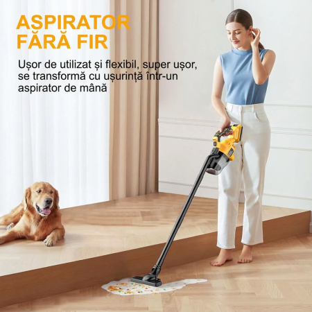 Aspirator de mana cu 2 Acumulatori 48V, Reincarcabil, Fara Fir, Putere Mare de Aspirare, Ideal pentru Casa si Masina, + Accesorii [1]