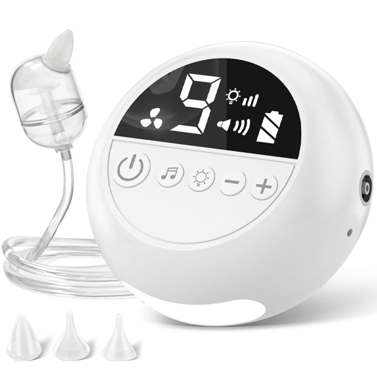 Aspirator nazal electric pentru bebelusi si copii, 9 niveluri de aspiratie reglabile, lumina de noapte cu muzica linistitoare, Incarcare USB, Display LED [8]