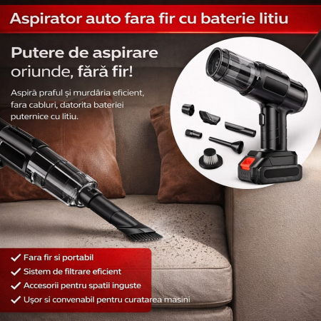 Aspirator si Suflanta de Aer Portabila 4 in 1 pentru masina, casa, birou si animale de companie, cu Acumulator detasabil si Reincarcabil [4]