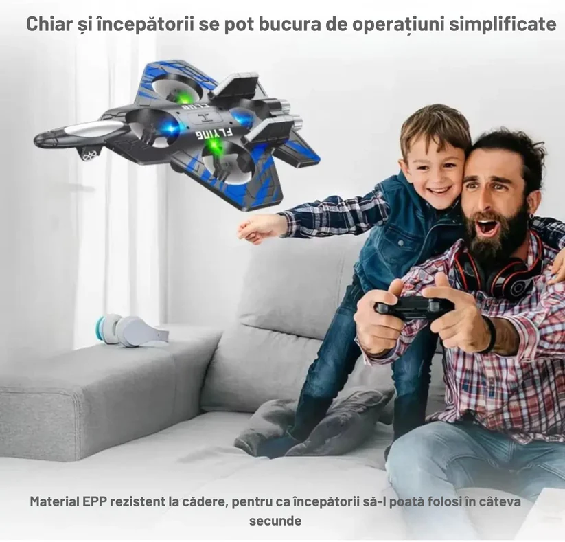 Avion cu telecomanda, Acrobatii 360°, Giroscop, Rezistent la impact, Lumini LED, Thunder Jet X [1]