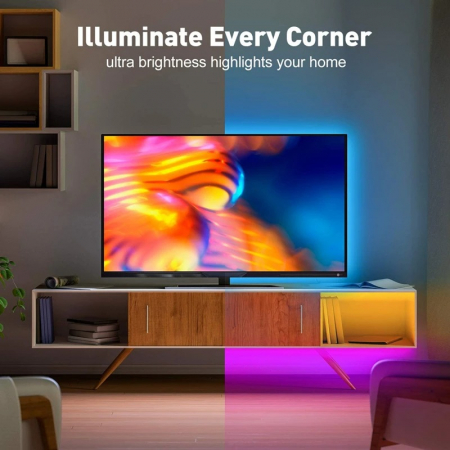 Banda Led TV, RGB Colorata, Lungime 2M/3M, Alimentare USB, Telecomanda [1]