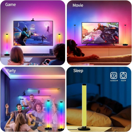 Bare Luminoase Smart cu Leduri RGB 360°, lumina ambientala, Telecomanda, Bluetooth, jocuri de lumini, sincronizare sunete, Multicolor [3]