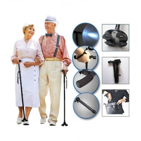 TOATE PRODUSELE - Baston Telescopic de Sprijin, Inaltime reglabila, cu Lanterna Trusty Cane