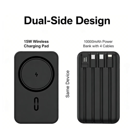 Baterie Externa MagSafe 20000mAh, Incarcare Wireless 15W, 2 in 1 cu Cabluri Lightning, Type-C, Micro Usb, Incarcare Rapida [6]