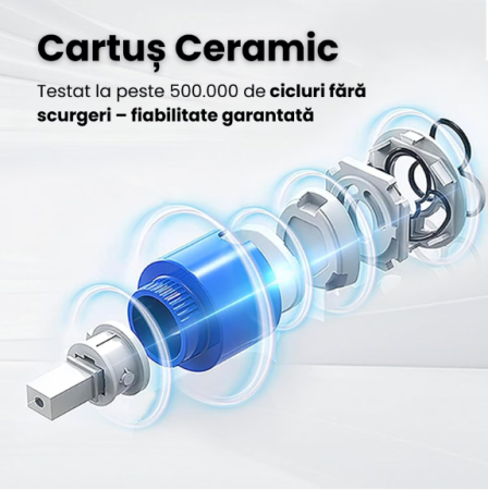 Baterie Lavoar Cu Lumini LED, Cap Extensibil 60 Cm, 4 Moduri De Jet Apa, Alb/Crom [6]