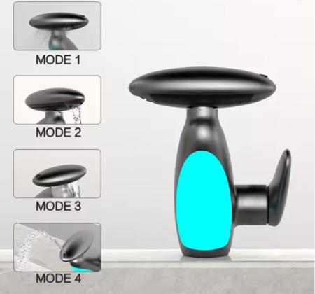 Baterie Lavoar Cu Lumini LED, Cap Extensibil 60 Cm, 4 Moduri De Jet Apa, Alb/Crom [8]