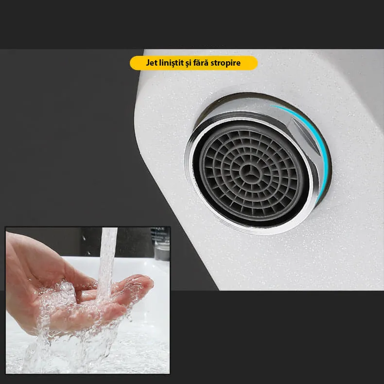 Baterie Robinet Smart cu Afisaj Digital, Control prin touch temperatura, pentru lavoar, buton tactil, Alb Mat [4]