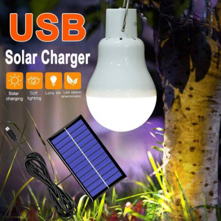 Bec cu LED portabil si panou solar pentru incarcare, 10W [1]