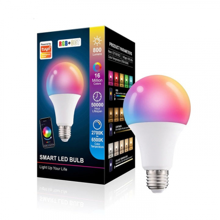 Bec Led RGB E27, Putere 9W, 800 LM, Control telefon