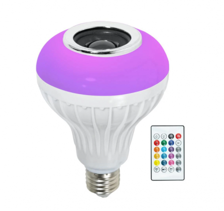 Bec RGB Smart cu Boxa si telecomanda, bluetooth, E27 [6]