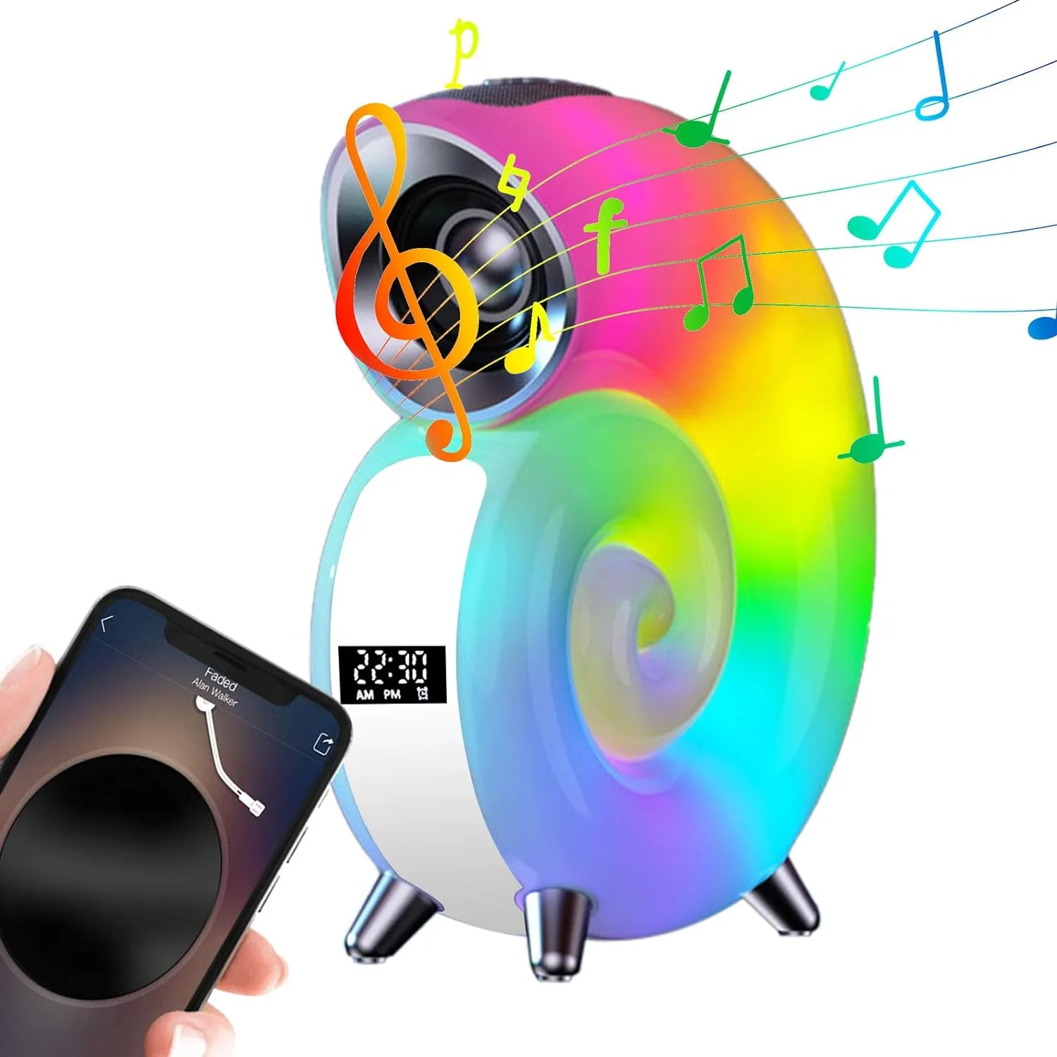 Boxa 3 in 1 Wireless Bluetooth, Ceas cu Alarma, Lampa Led RGB
