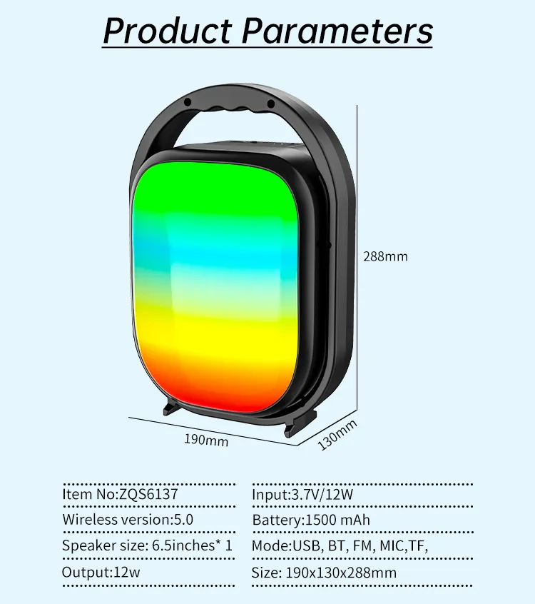 Boxa portabila Bluetooth, Lumini LED RGB, 12W [2]