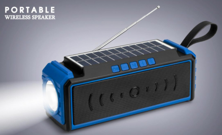 Radio portabil AM/FM/SW cu Boxa Bluetooth, USB, Lanterna, incarcare solara, Panou solar [2]