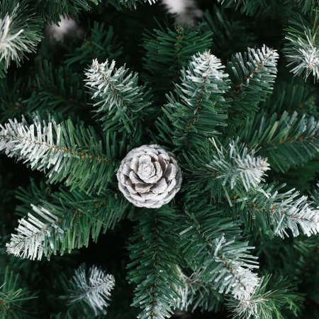 Brad artificial 1.8M cu elemente decorative, con de pin, fructe rosii, nins, pentru Craciun, suport metalic CADOU [3]