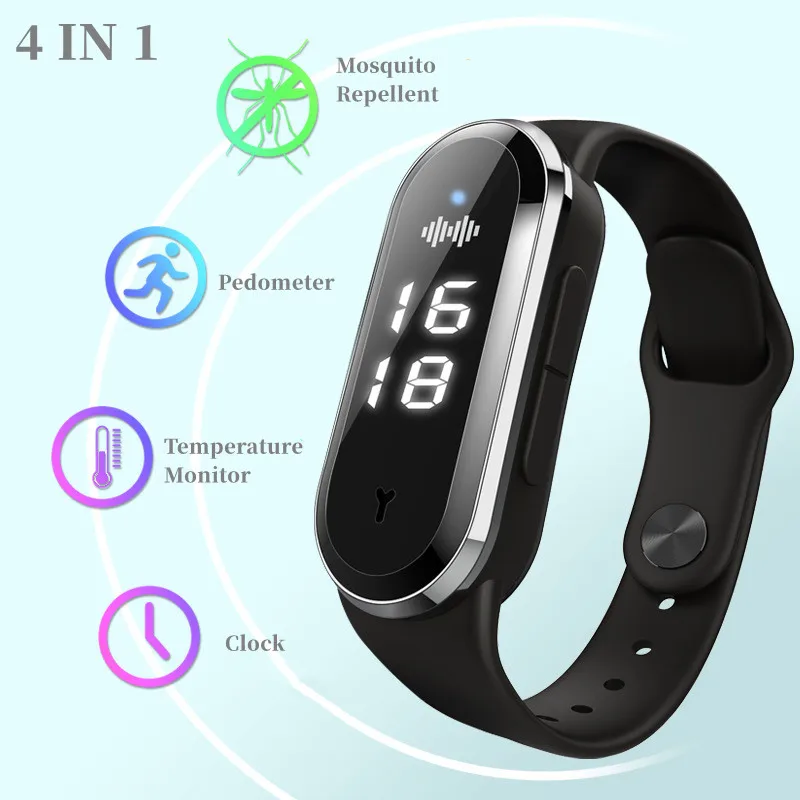 Bratara anti-tantari cu Ultrasunete si Ceas Digital, Model Ultimate, Anti-insecte, Incarcare USB, Rezistenta la apa, Unisex [6]