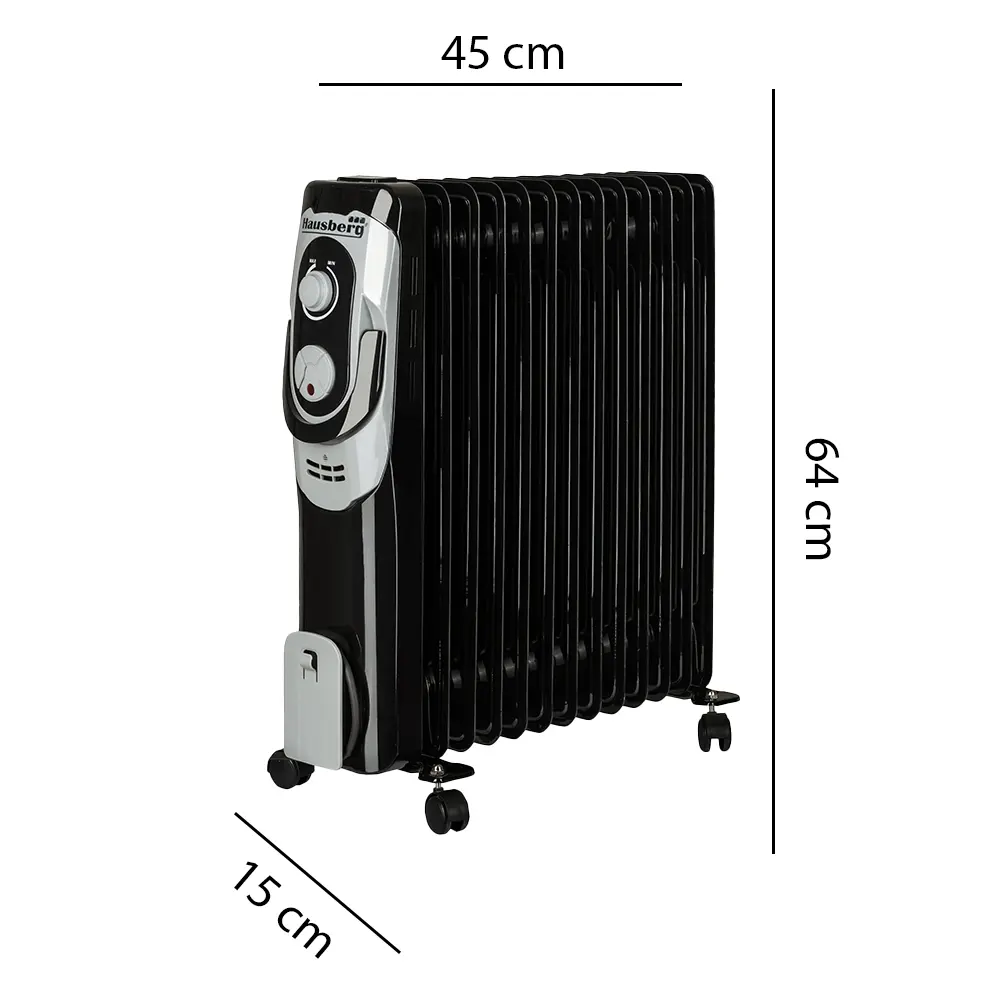 Calorifer Electric cu 13 elementi, 2500 W, 3 trepte de putere, Termostat reglabil, Protectie supra-incalzire, Protectie anti-rasturnare, Indicator luminos, Hausberg HB-8913 [4]