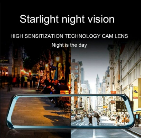 Camera auto DVR oglinda retrovizoare 10 inch, Touchscreen, Bluetooth, Night Vision, Camera Fata si Spate [3]