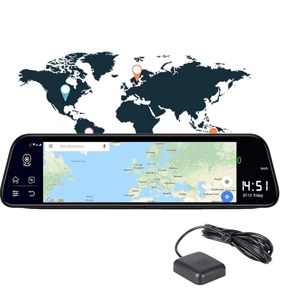 Camera auto DVR oglinda retrovizoare 10 inch, Touchscreen, Bluetooth, Night Vision, Camera Fata si Spate [9]