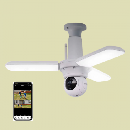 CAMERE SUPRAVEGHERE - Camera Bec E27 cu Lampa LED 3 brate ajustabile, WiFi, Rotatie 360°, Full HD, viziune nocturna, senzor de miscare