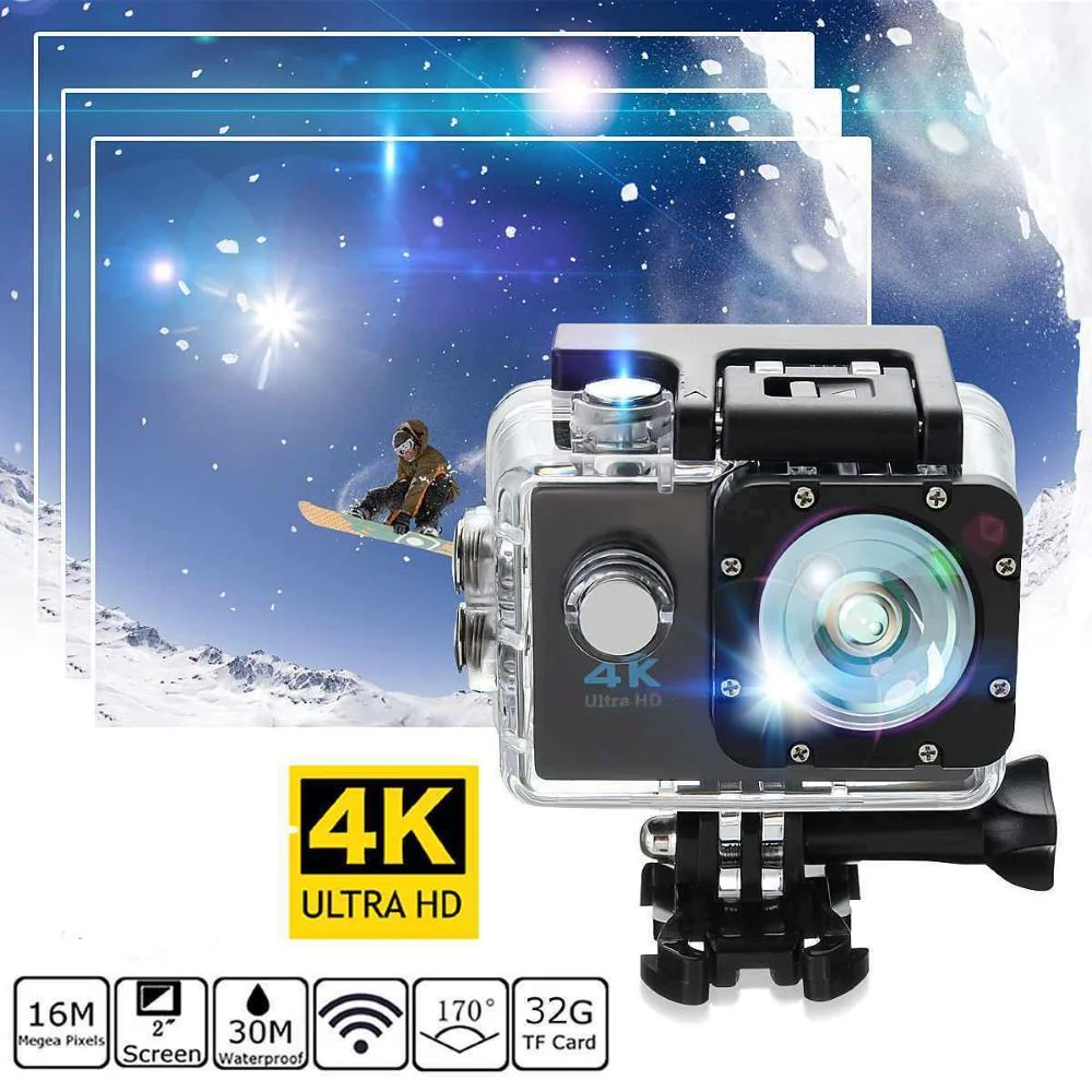 TOATE PRODUSELE - Camera de actiune 4K Ultra HD, WiFi, Impermeabila + Accesorii