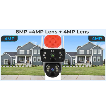 Camera de Supraveghere 4G, 8MP Lentila Dubla PTZ 360°, Panou Solar, Night Vision, Audio Bidirectional, IP66, Card 32GB inclus [10]