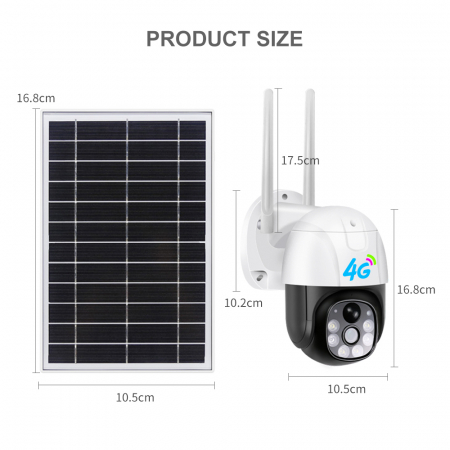 Camera de Supraveghere 4G cartela Sim cu Panou Solar, Full HD 1080p, Rotativa, Alarma, Microfon si Difuzor, Night Vision, Detectie umana, pentru Exterior [10]