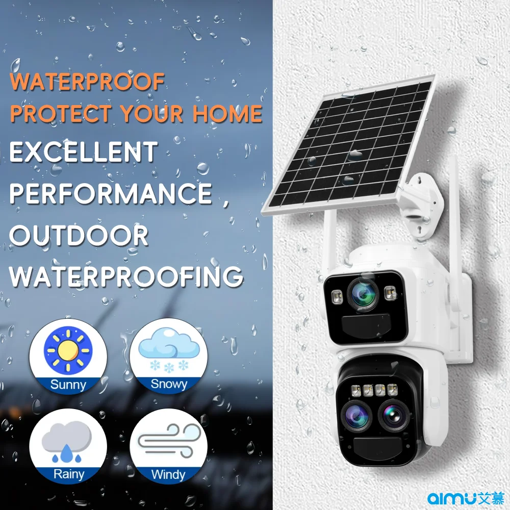Camera de Supraveghere 4G cu 2 Lentile si Incarcare Solara, Zoom 10x clar, Vedere nocturna, Microfon + Difuzor, Acumulatori inclusi [10]